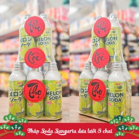 Tháp quà 8 chai soda Sangaria vị dưa lưới nội địa Nhật