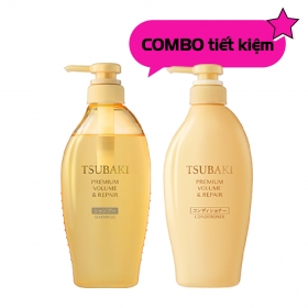Set gội xả Tsubaki Premium Volume & Repair phục hồi cho mái tóc bồng bềnh, suôn mượt (450mL x 2)