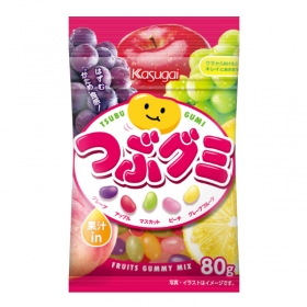 Kẹo dẻo hình hạt đậu Kasugai Tsubu Gummy mix vị trái cây 80g