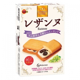 Bánh quy bơ Bourbon Raisinne nhân kem & nho khô hộp 6 cái