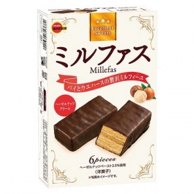 Bánh Bourbon Millefas nhân kem hạt phỉ phủ socola 106.2g