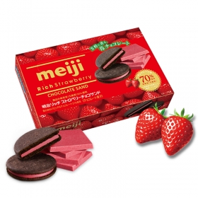 Bánh quy nhân kem dâu Meiji Rich Strawberry Biscuits 99g