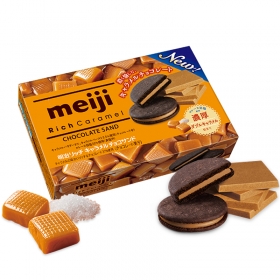 Bánh quy nhân kem dâu Meiji Rich Caramel Biscuits 99g