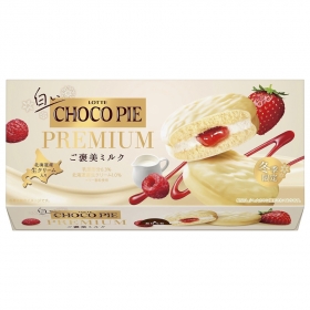 Bánh Choco Pie Lotte Premium nhân kem dâu hộp 6 cái