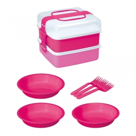 Set hộp đựng kèm chén + nĩa picnic Sanko