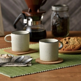 Set 5 miếng lót ly cốc bằng gỗ sồi hình tròn 10cm