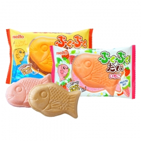 Bánh xốp cá Meito Puku-Puku Taiyaki nhân kem dâu & socola 16.5g