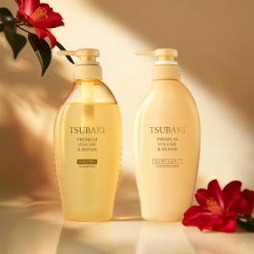 Dầu gội xả Tsubaki Premium Volume & Repair 450mL - phục hồi cho mái tóc bồng bềnh, suôn mượt