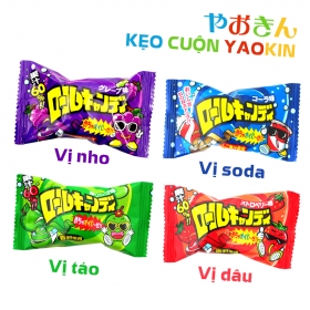 Kẹo cuộn Yaokin vị nho, dâu, cola và táo 20g