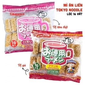 Lốc 16 vắt mì ramen ăn liền Tokyo Noodle vị gà & tôm thịt