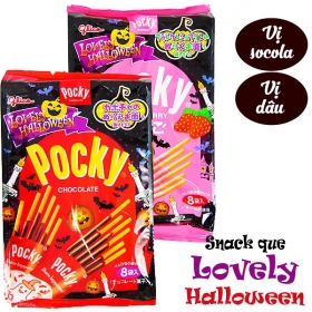 Snack que Pocky Lovely Halloween vị socola & dâu túi 8 gói