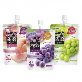 Thạch túi Orihiro vị trái cây đào, nho tím và nho xanh 130g