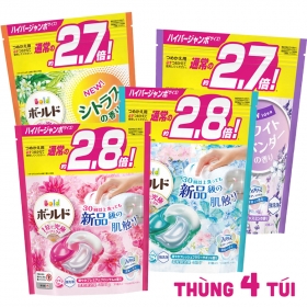Thùng 4 túi Viên giặt xả P&G BOLD Lip Happiness Gel-ball 4D Premium (túi 30~31 viên tùy mùi)